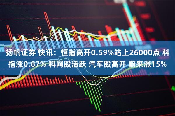 扬帆证券 快讯：恒指高开0.59%站上26000点 科指涨0.87% 科网股活跃 汽车股高开 蔚来涨15%